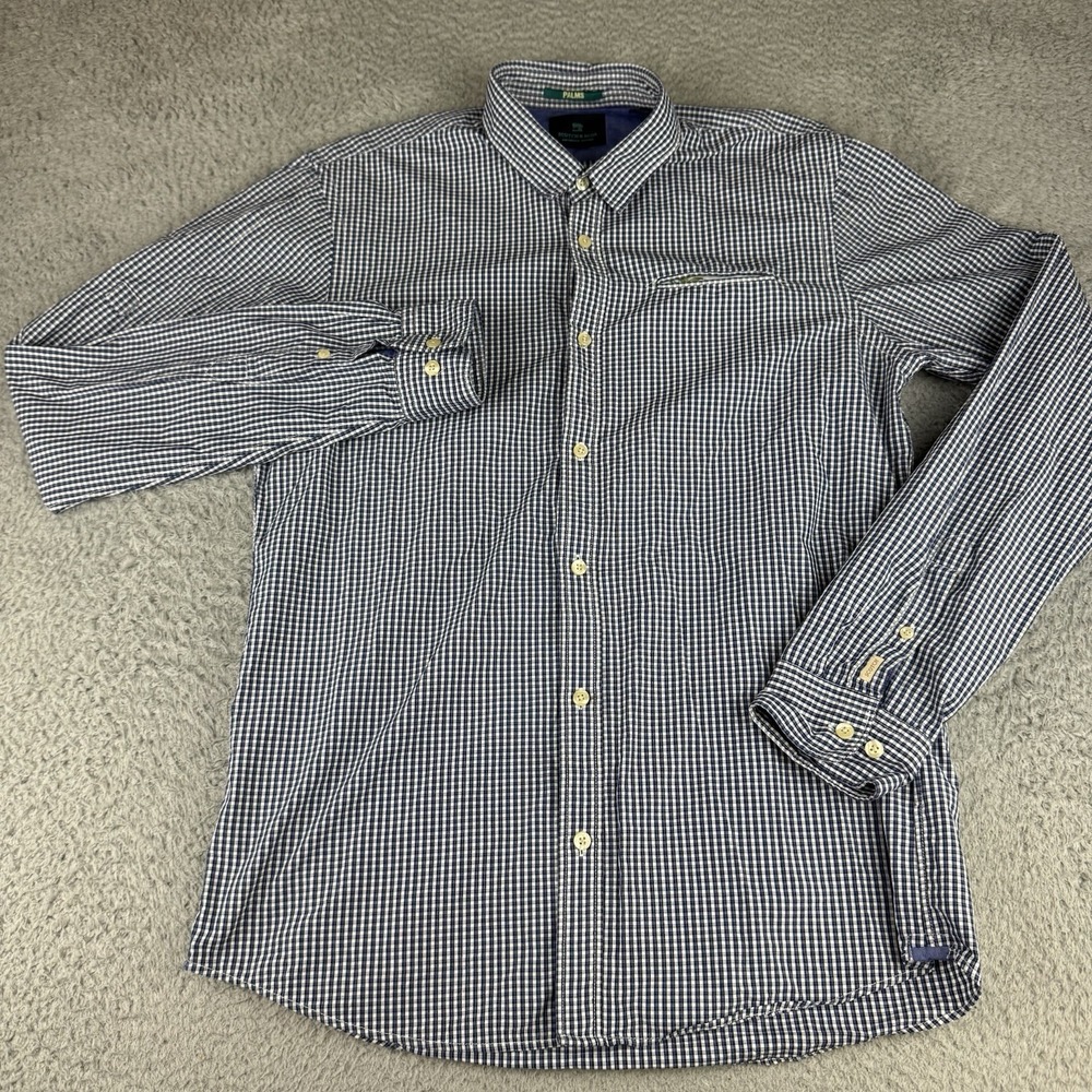 Scotch & Soda Shirt Men's Large L Blue/White Check Pocket Casual Button Down